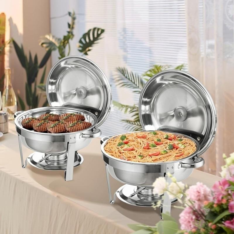 4.5L 304 Chafing Dish Buffet Tray Set Large Capacity Round Stove Insulated Buffet Stove Set Stainless Steel Buffet Stove