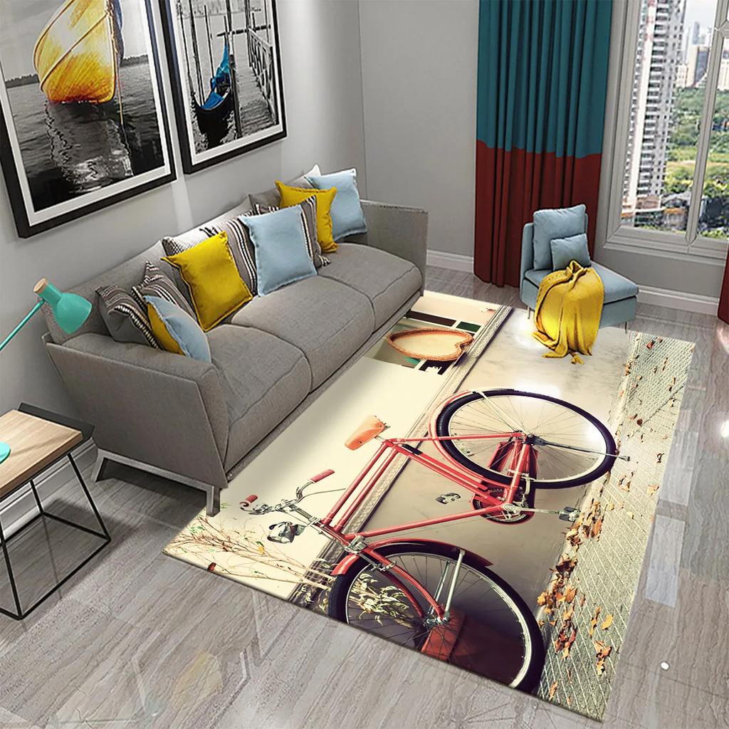 Dywan 3D w stylu vintage z rowerem Mata domowa do łazienki kuchni Dywan antypoślizgowy Mata dekoracyjna do salonu sypialni przedpokoju dla dzieci prezenty