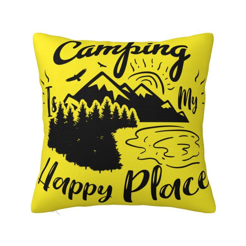 

Camping Hiking Mountain Nature River Cushion Cover Soft Adventure Camper Throw Pillow for Sofa Square Pillowcase Home Decorative 30x30cm 12x12in