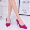 Women's Pointed Toe Velvet High Heels - Shallow Mouth, Thin Heel, Large Sizes Available