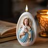 Virgin Mary Embrace Rabbit Relief Easter Egg Candle Silicone Mold Easter Gift Goddess Rabbit Easter Egg Resin Gypsum Molds