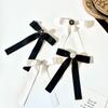White Black Bow Brooch Pin Camellia Funerals Memorial Pin Sweet Black Ribbon Pin  Funeral