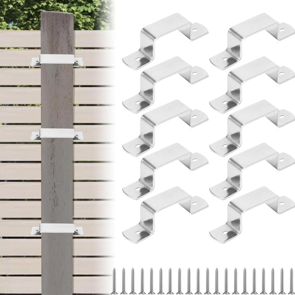 Fence Clips 10 Pieces Fence Support Post Clips With Screws Heavy Duty Hardware Repair Tool For Farmers Builders Concrete Wood