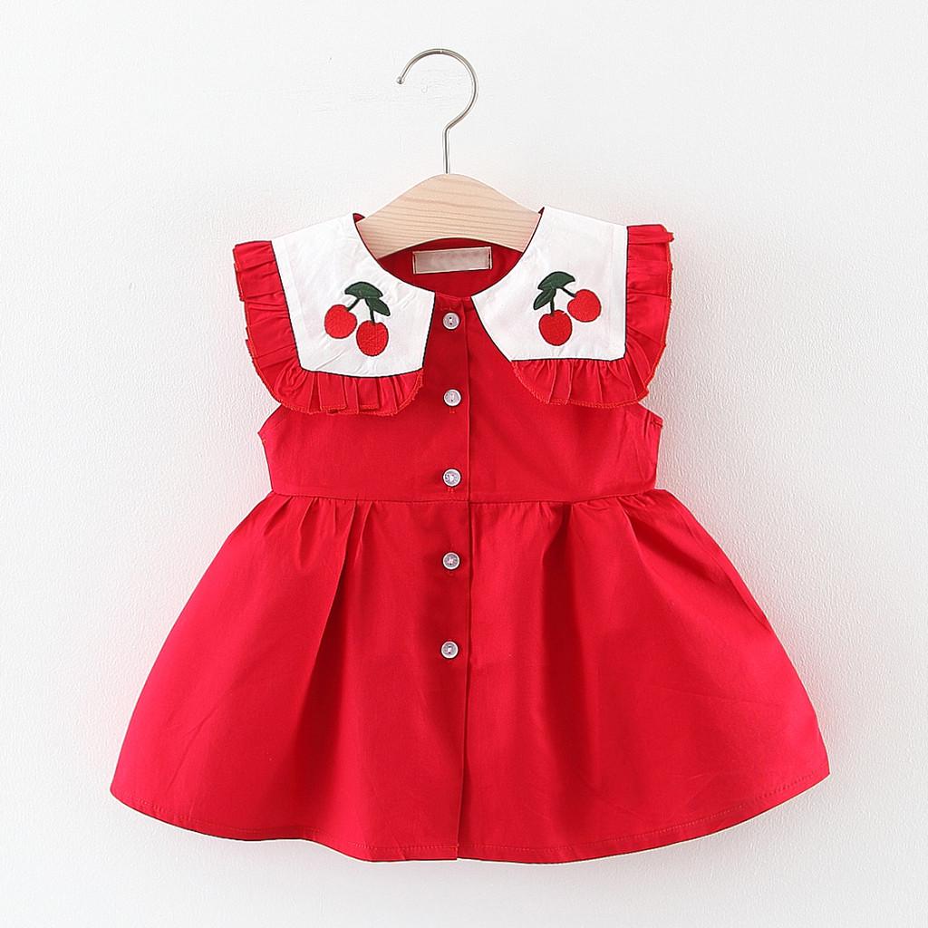 Buy Toddler Baby Kids Girls Casual Clothes Ruched Cherry Dress Princess
