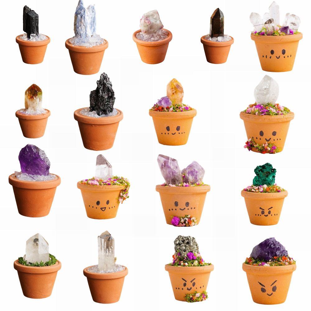 Feng Shui Crystal Stones Potted Plant Mini Decorative Rhinestone Potted Meditation