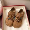 Flat-bottomed casual fringed beaded Birkenstocks women's 2025 spring and summer new comfortable and versatile popular women's single shoes