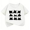 Cute Black Cat Graphic Kids Tshirts Summer Short Sleeve Tees Cartoon Animal Boys Girls Clothes Kawaii Tops Y2K Children Tshirt
