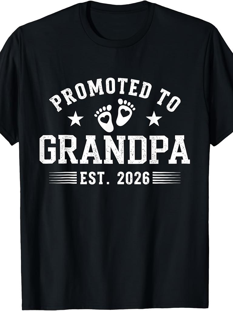 2026 Grandpa Promotion T-Shirt, Unisex Design, Summer Short-Sleeve Printed Tee, 220G Fabric for 2025