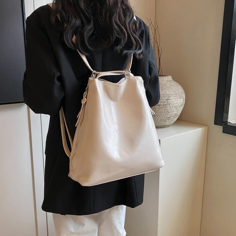 Fashion Large Capacity Red Tote Bags For Women  New Shopping Travel Single Shoulder Handbags Simple Casual Students Backpack