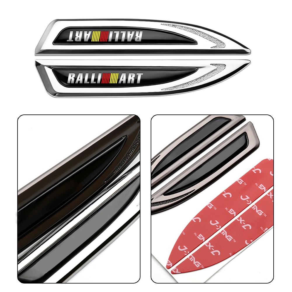 nlvc3 2Pcs 3D Metal Car Side Fender Rear Trunk Emblem Badge Sticker Decal For Mitsubishi Pajero Outlander ASX Lancer Ralliart Galant