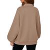 Women's Fashion Long Sleeve Solid Color Round Neck Loose Oversize Zipper Jacket