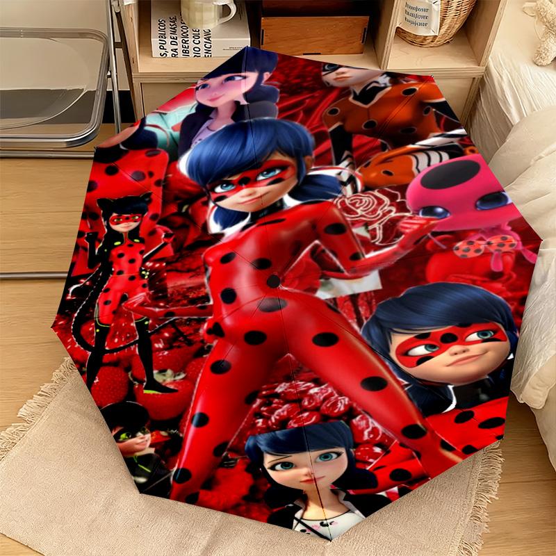 Wunderbare Ladybug Thema Automatischer Regenschirm Geeignet für Reisen Tragbarer Regenschirm Outdoor Sonnenschirm Geschenk Tägliche Notwendigkeiten