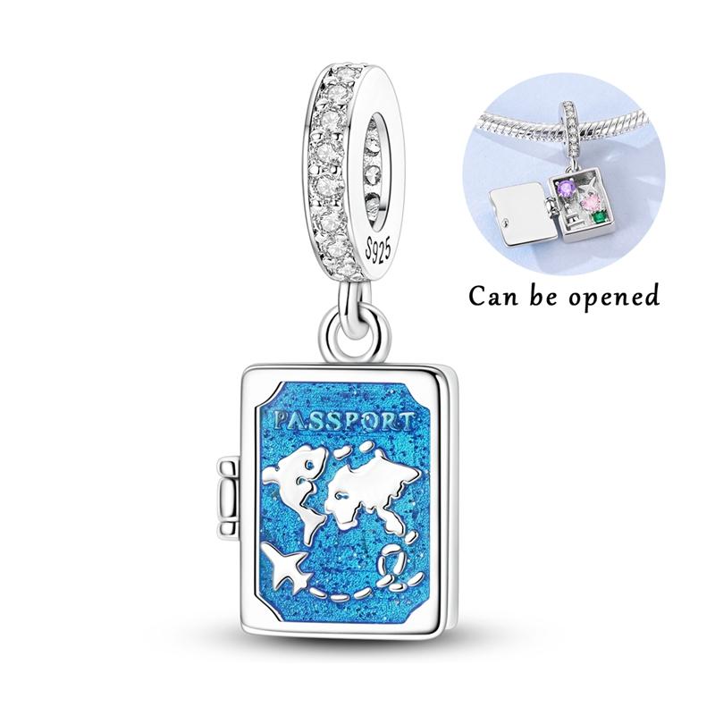 925 Silver Charms Beads Passport Dog Shoes Dangle Fit Bracelet Women Jewelry Gift DIY