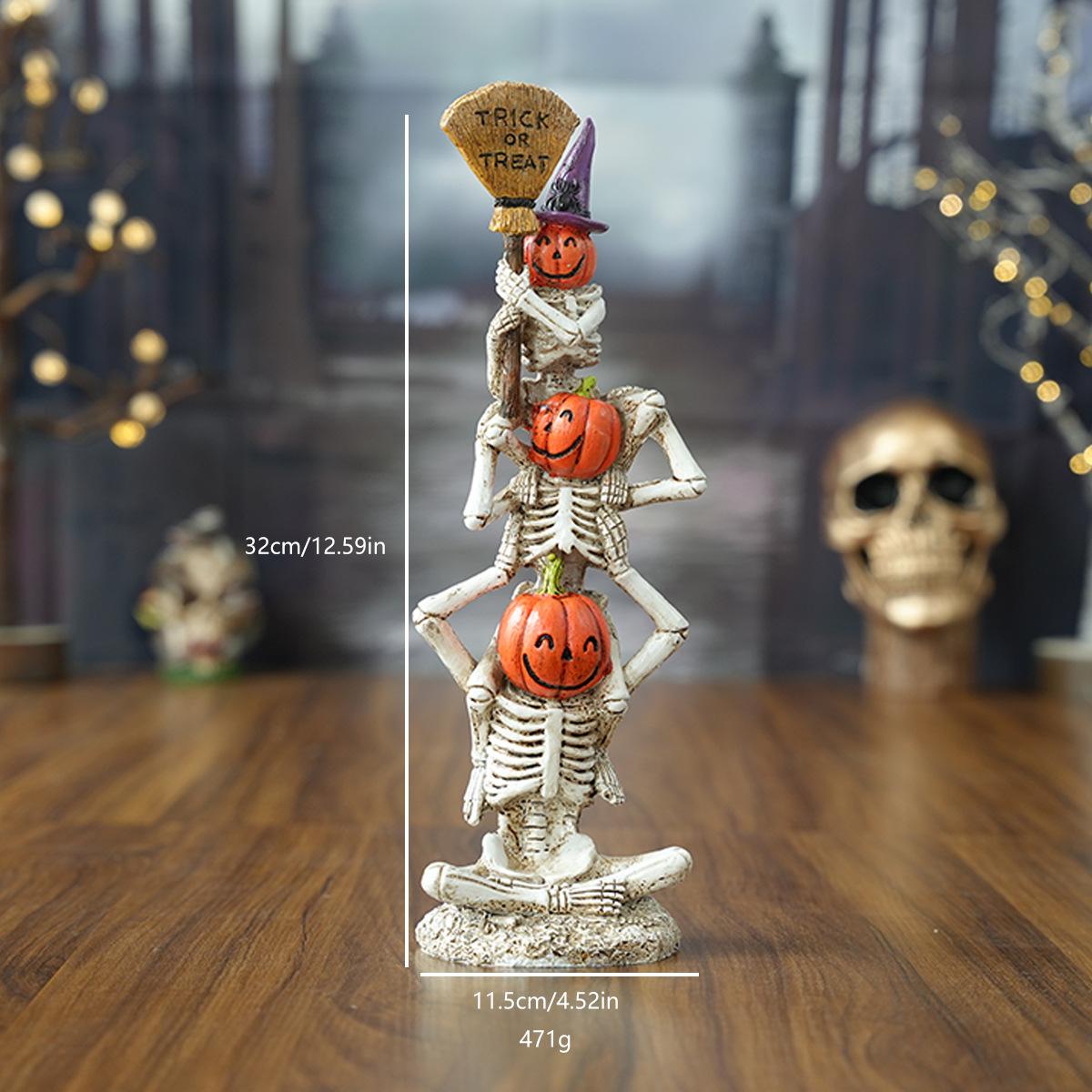 Halloween Smiling Pumpkin Stack Resin Decor for Home Desk Outdoor Halloween Party Decoration 11.5 32cm