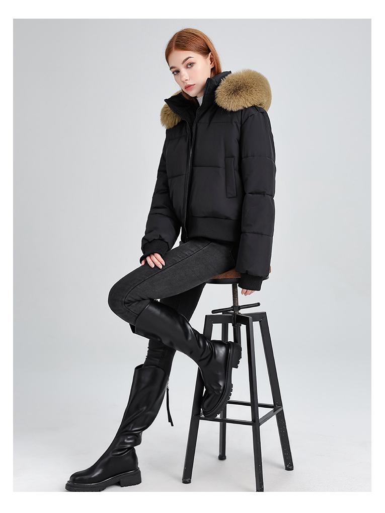 Women's Faux Fur Hooded Down Jacket - 2025 Winter Short Puffer Coat