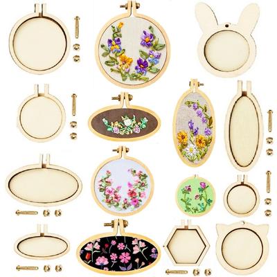 10PCS Mini Embroidery Hoop Wooden Ring Round Crossing Stitch Hoops Frame Circle For DIY Pendant Embroidery Frame Craft Ornaments