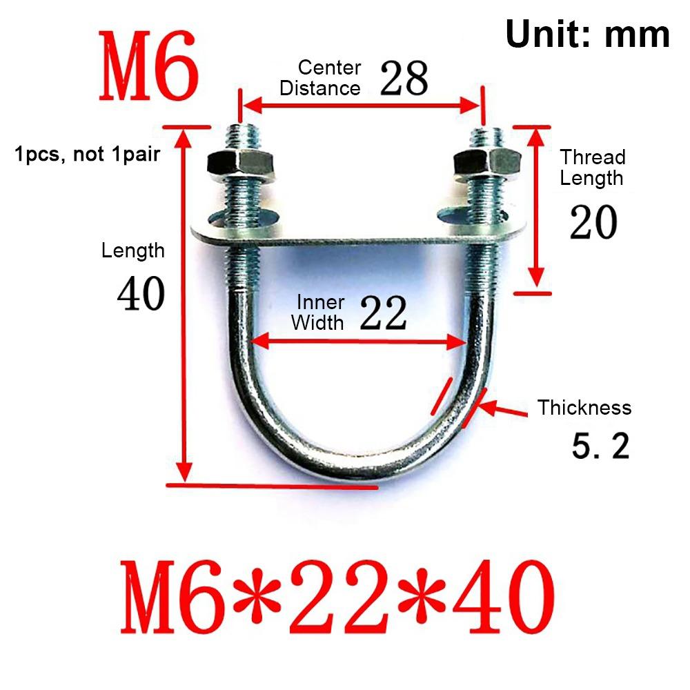 1Pcs New Galvanized Q235 Carbon Steel M8 Round Tube Clamp With Baffle Screws Round Bolt Pipe U-clamp for Round Tube