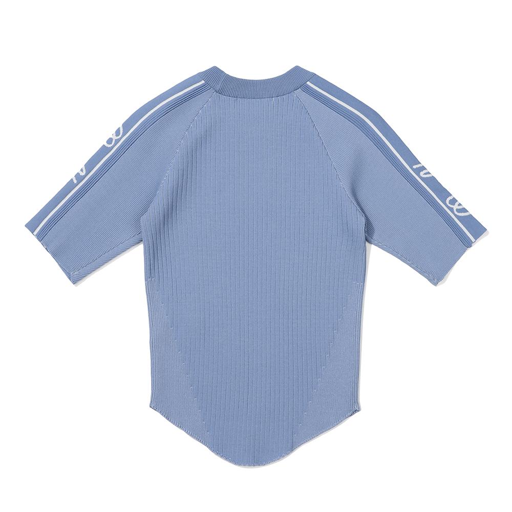 MALBON GOLF Mock Neck Two-Tone Rib Knit Sky Blue (Woman)