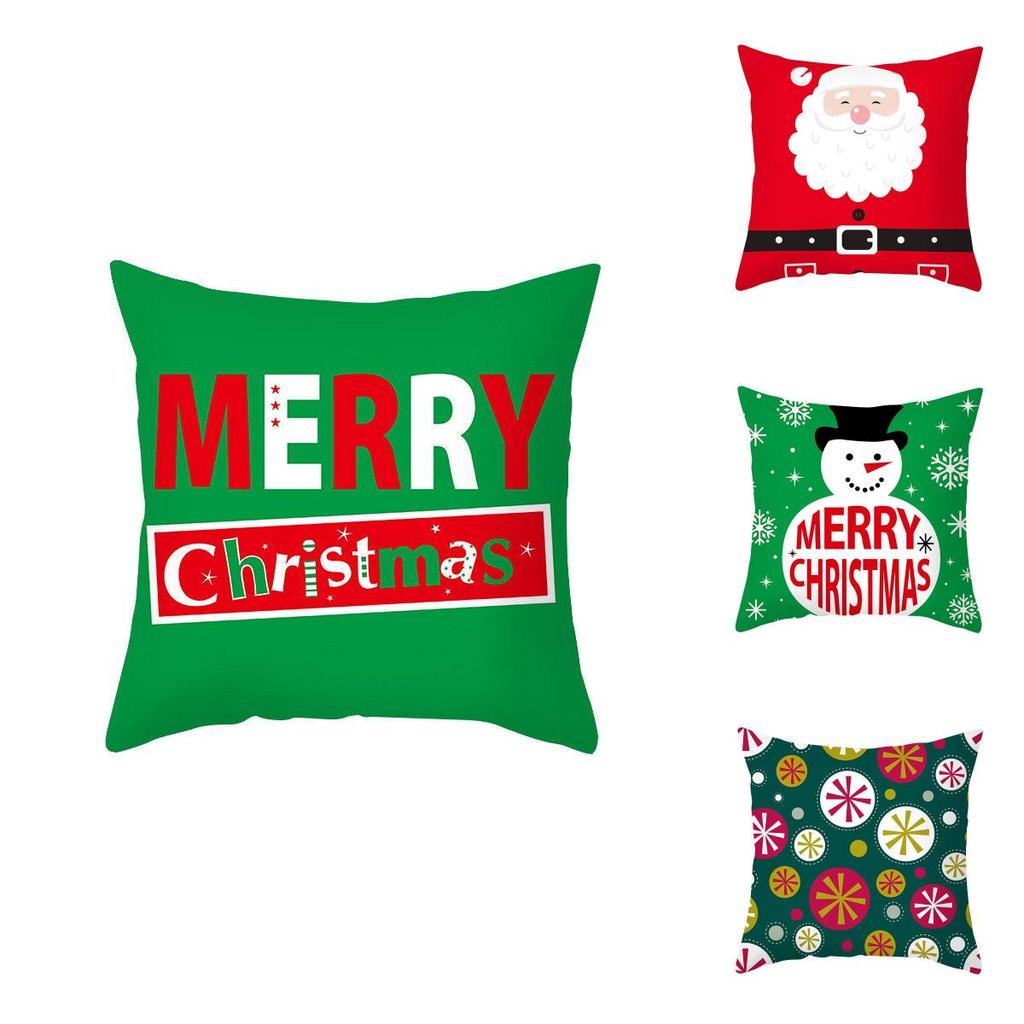 Festive 18 Inch Merry Christmas Cushion Cover Showcasing Cheerful Santa Claus Motif