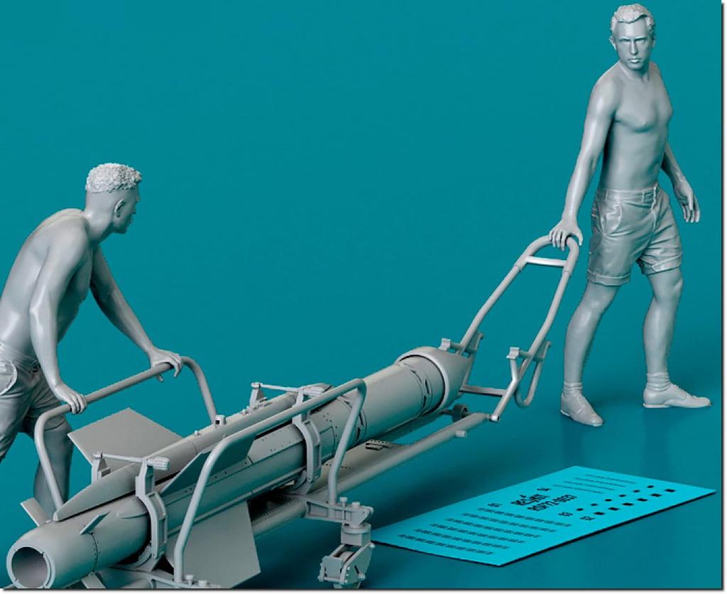 Reskit 1/72 British Mechanic Firestreak Missile and Cart (2 Figures) 3D Printer Kit RSKF72-0037