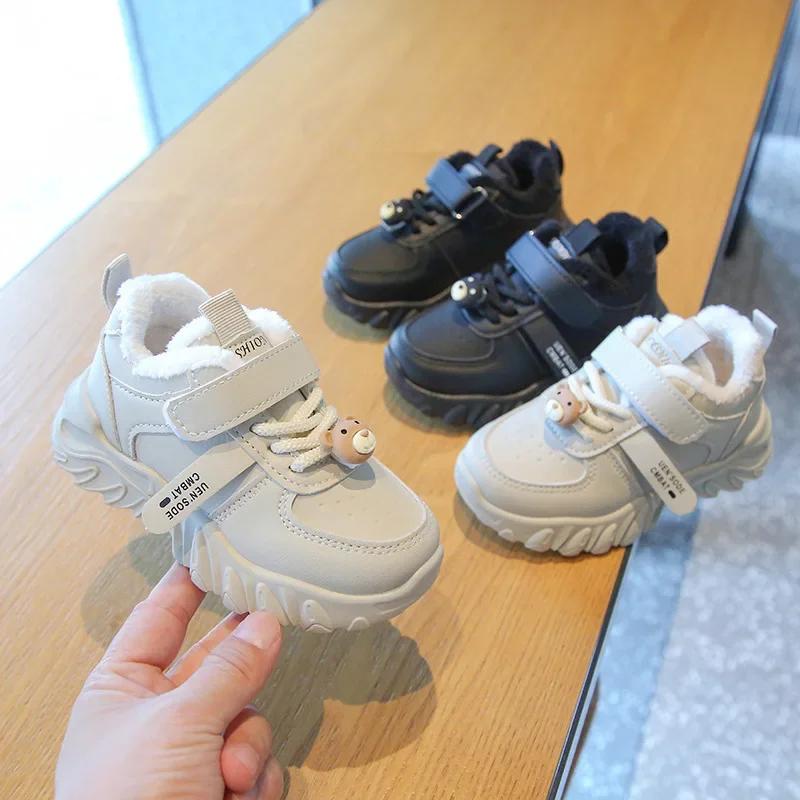 Winter Kid Casual Sneakers Boy Girl Running Sports Shoes Slip Resistant Toddler Baby Warm Cotton Shoes Fashion Children Footwear