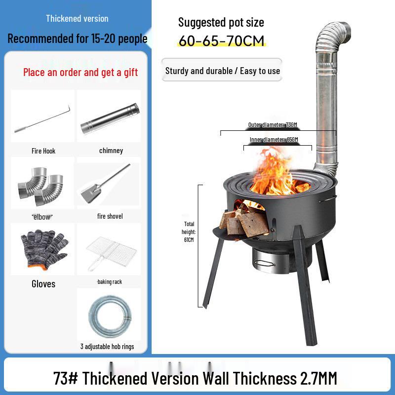 Smokeless Outdoor Firewood Stove for Camping and Home Use