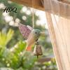 Nature Inspired Bird Hanging Decor Hand Carved Wooden Wind Chime Rustic Bell Hummingbird Ornament