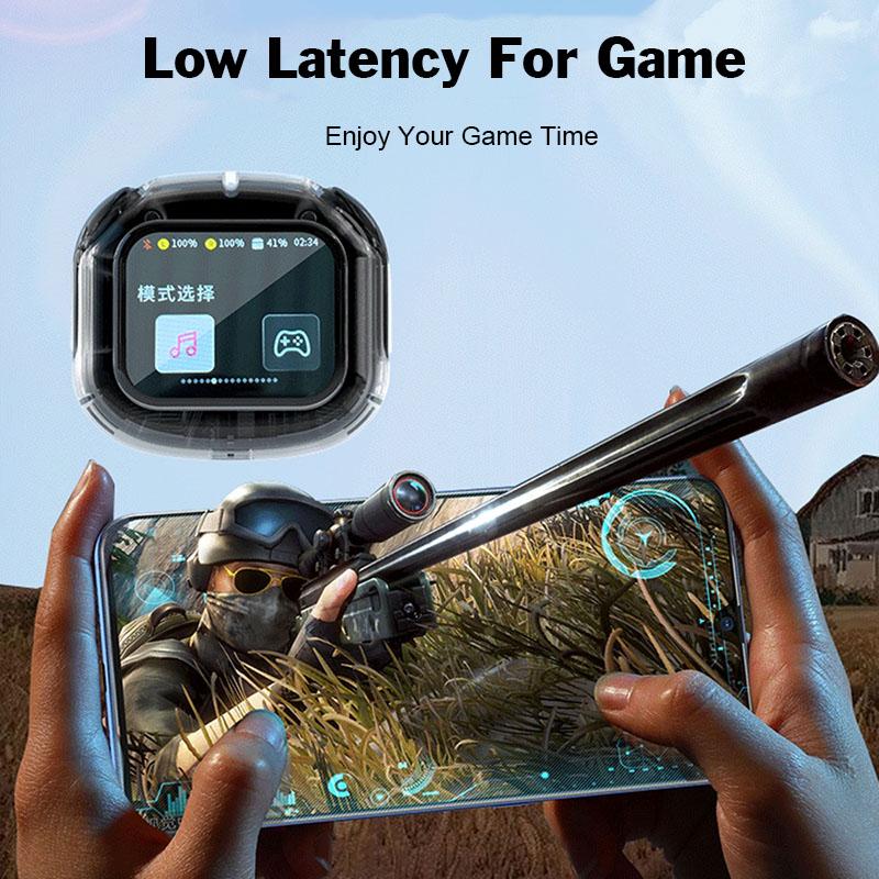 Drahtlose Kopfhörer mit intelligentem Touchscreen und geringer Latenz, HiFi-Stereo-Musik-Headset, digitales Display, Rauschunterdrückung, Kopfhörer mit Mikrofon