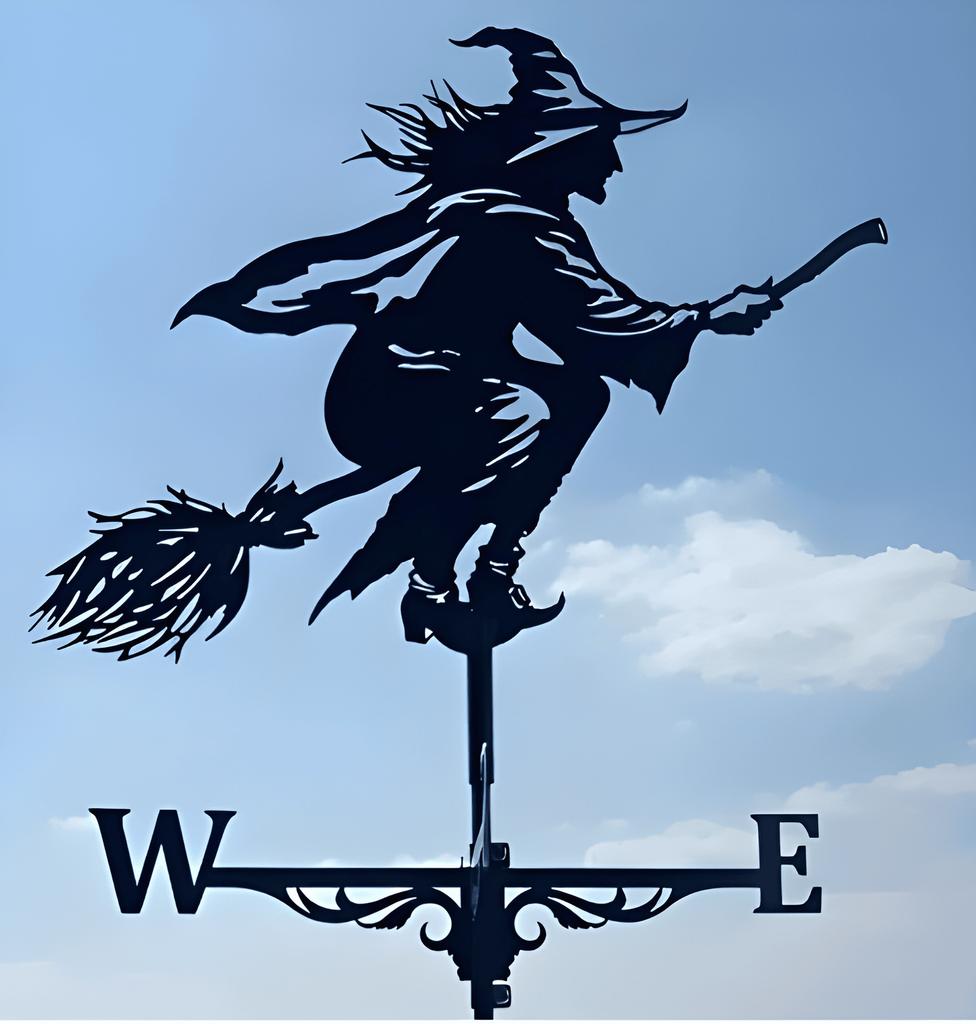 Witch Metal Wind Vane Ornament Outdoor Garden Roof Wind Stainless Steel Spray Painted Wind Vane Iron Art