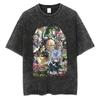 New Anime Hunter X Hunter Printed Tshirt Mens and Womens Washed Tshirt High Quality Vintage Cotton Tshirt Harajuku Top