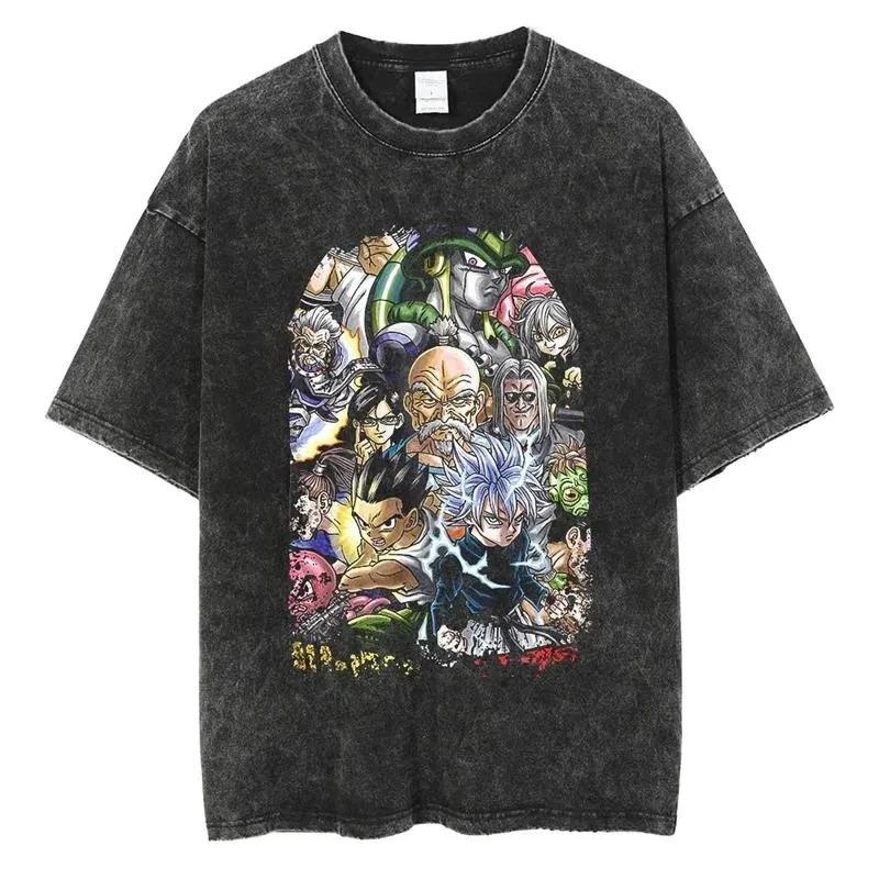 New Anime Hunter X Hunter Printed Tshirt Mens and Womens Washed Tshirt High Quality Vintage Cotton Tshirt Harajuku Top