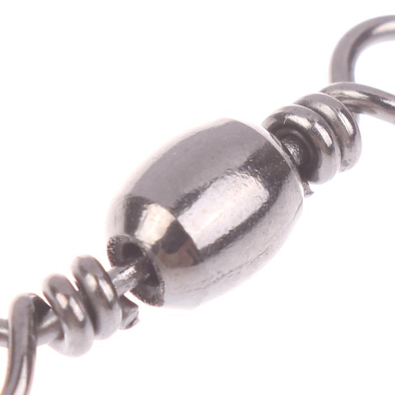100Pcs Fishing Rolling Swivel Snap Drag Stainless Steel Fishhooks Barrel Swivel Fishing Line Connector Saltwater Freshwater