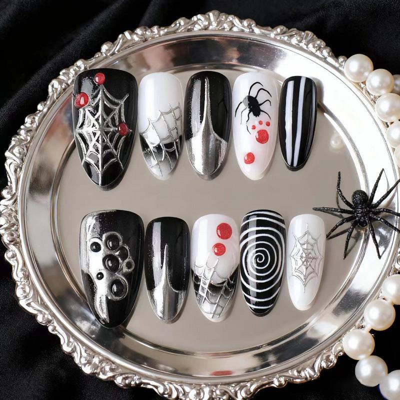 

30 Pcs Halloween 3D Blood Drop & Spider Web Wearable Nail Art Set