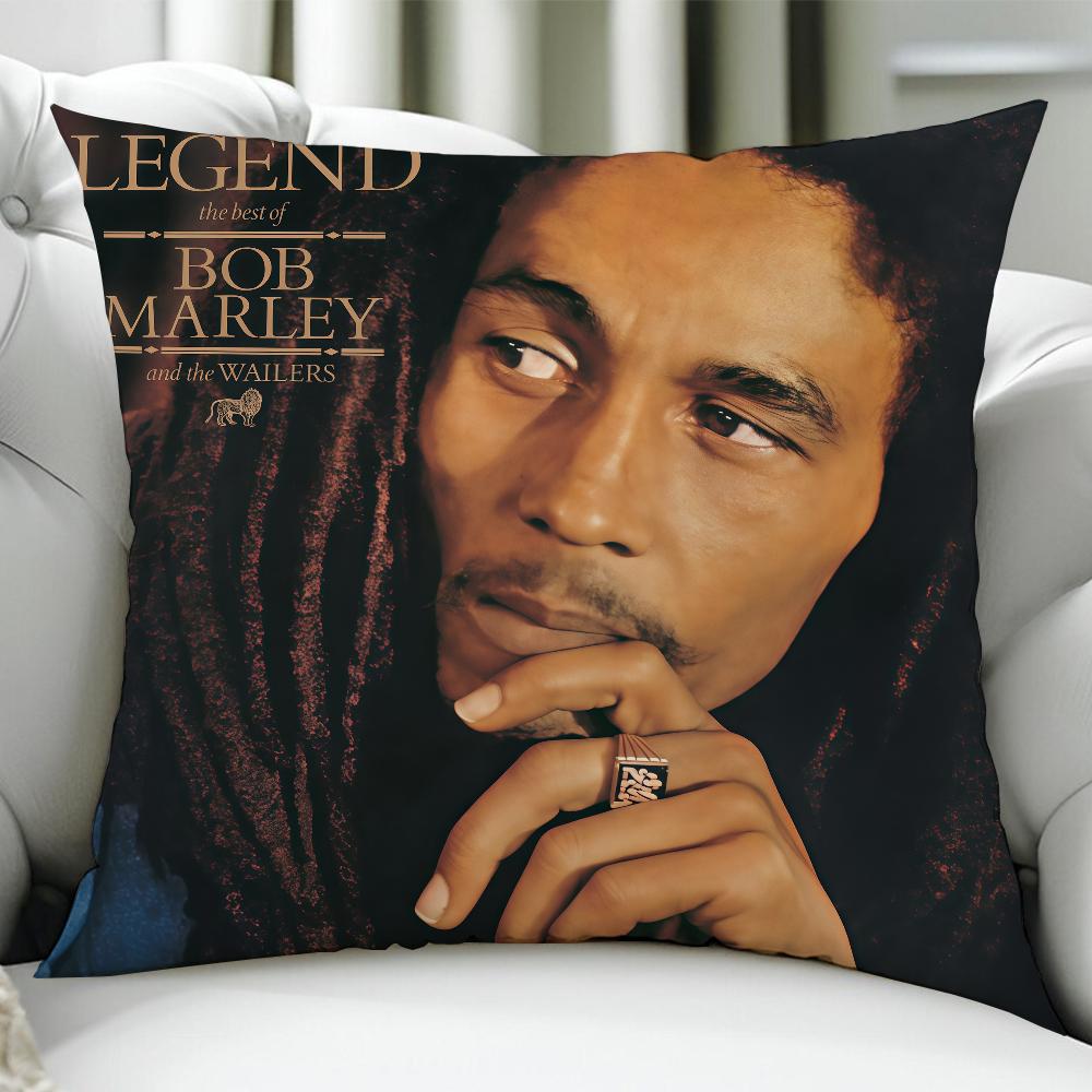 B-Bob M-Marley Singer Cushion Cover Birthday Anniversary Gifts Double Sided Printed Zipper Cushion Cover Soft Skin Bedding