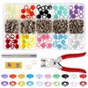 100 Sets Prong Rings 9.5mm Buckle Buttons Metal Colour Pliers Snap Button Claw DIY Set Hand Pressure Plier Rivet Buckle Sew Tool