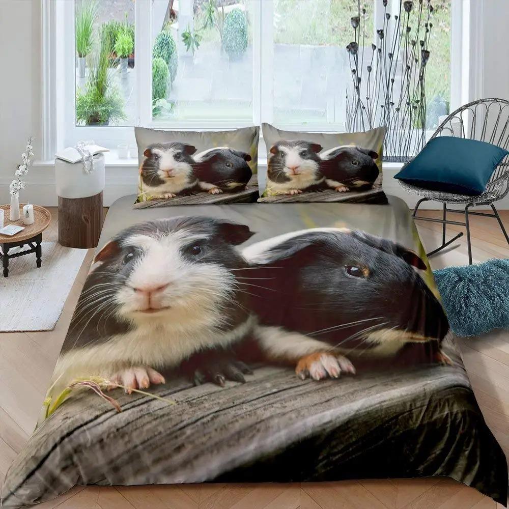 

Guinea Pig Bedding Set Animal Pattern Duvet Cover For Kids Boys Girl Comforter Cover Wildlife Bedroom Collection Full Size EU single(135x200cm)