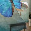 Spring Blue Butterfly Retro Window Treatment Tulle Modern Sheer Curtains for Kitchen Living Room the Bedroom Curtains Decoration