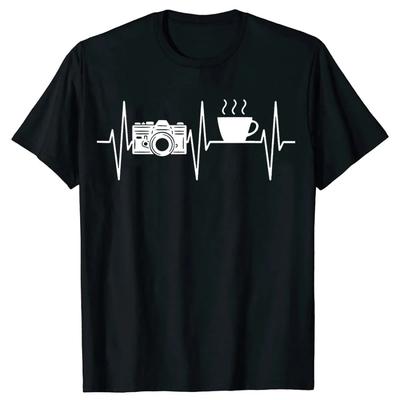Fotograf Śmieszny Miłośnik Kawy Aparat Fotografia Koszulki Letnie Graficzne Bawełniane Streetwear Prezenty Urodzinowe Koszulka Mężczyźni