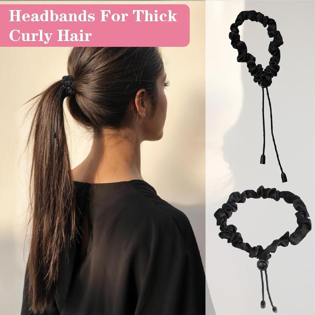 1PC Drawstring, Satin, Hairband, Extra Long, Fashion, Simulated Silk, Premium, Headpiece, African Puff Adjustable Headband