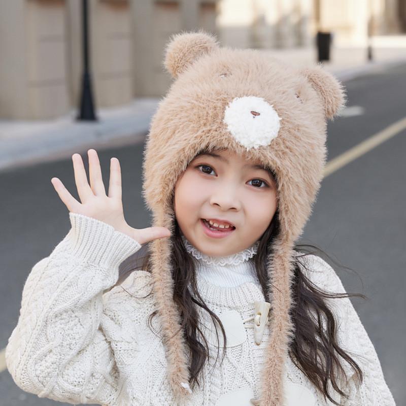Childrens Cute Animal Pattern Knit Cap With Windproof Features For Winter Activities