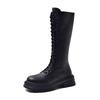 Fashion Comemore Women's Boots 2025 Autumn Winter New Platform Lace Up Knee High Boots for Women Fashion Black White Thck Heel Botas