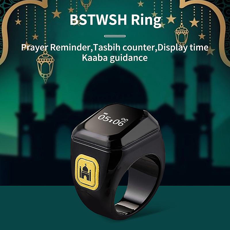 Plastik Smart Zikr Ring Tasbih Zähler Digitaler Zähler Für Muslime 5 Gebetszeit Vibrationserinnerung Bluetooth