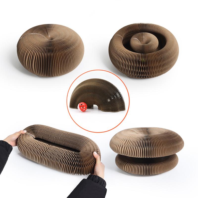 New Magic Cat Scratch Organ Board Cat Toy with Ball Grinding Claw Cat Climbing Frame Kitten Round Corrugated Toy