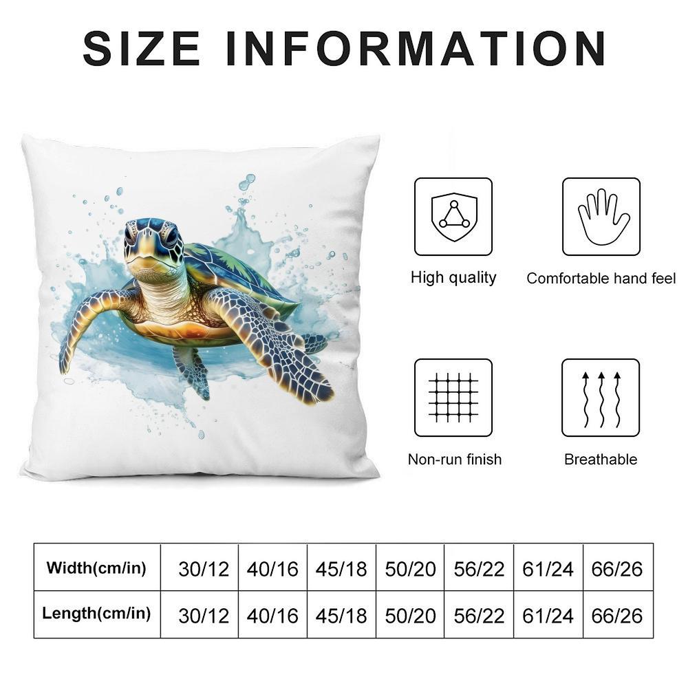 Sea Animal Turtle Coral Cushion Cover Soft Plush Fabric Double-Sided Printed Sofa Cushion Cover For All Seasons Home Decor Gift