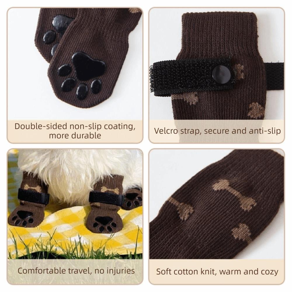 Anti-Slip Cozy Dog Socks Adjustable Band Strong Grip Noiseless Knitted Socks Anti-Scratch Cotton Dog Paw Covers Indoor