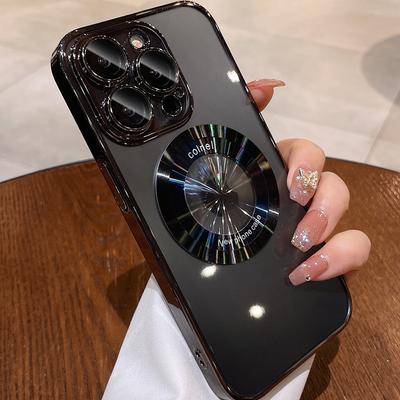 Fashion Plating For Magsafe Case For iPhone 11 13 12 14 15 Pro Max Plus  Camera Lens Protector Magnetic Wireless Charging Cover