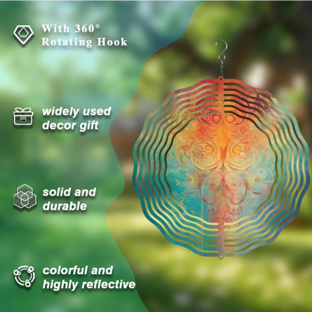 10 Zoll Drehendes Windspiel mit 360-Grad-Haken Outdoor-Gartendekor für Frühling Sommer Hof Balkon Geschenk für Freunde Familie