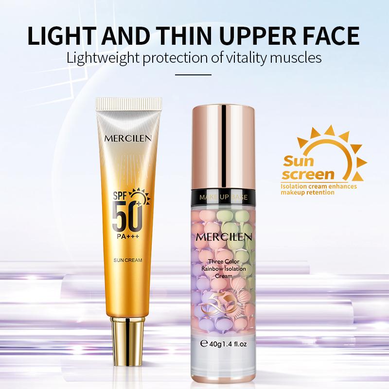 MERCILEN 2 IN 1 Rainbow Isolated + Sunscreen SPF 50+ Concealer Moisturizing Primer Brightening and Contouring