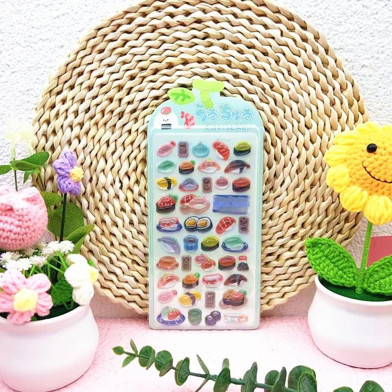 New 3D Relief Stickers Cartoon Animals Food Creative Cute Aesthetic Stickers DIY Phone Case Journal Fun Fashion Decoration Stick
