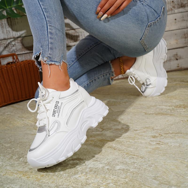 2024 Brand Shoes Female Lace Up Women's Vulcanize Shoes Outdoor Women Sneakers Round Toe Platform Plus Size Women's Casual Shoes